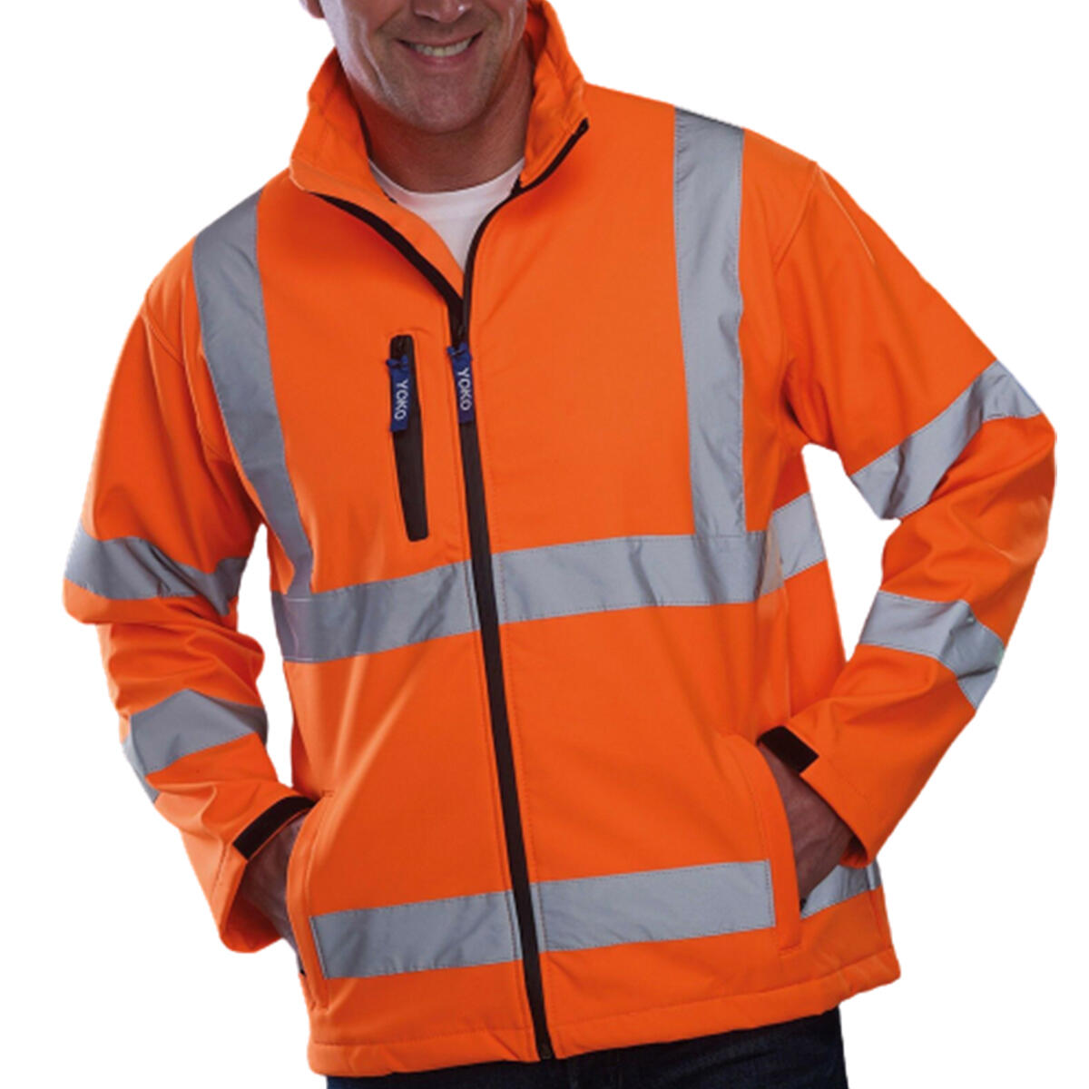 Mens HiVis Softshell Jacket (Pack Of 2) (Hi Vis Orange) 3/3
