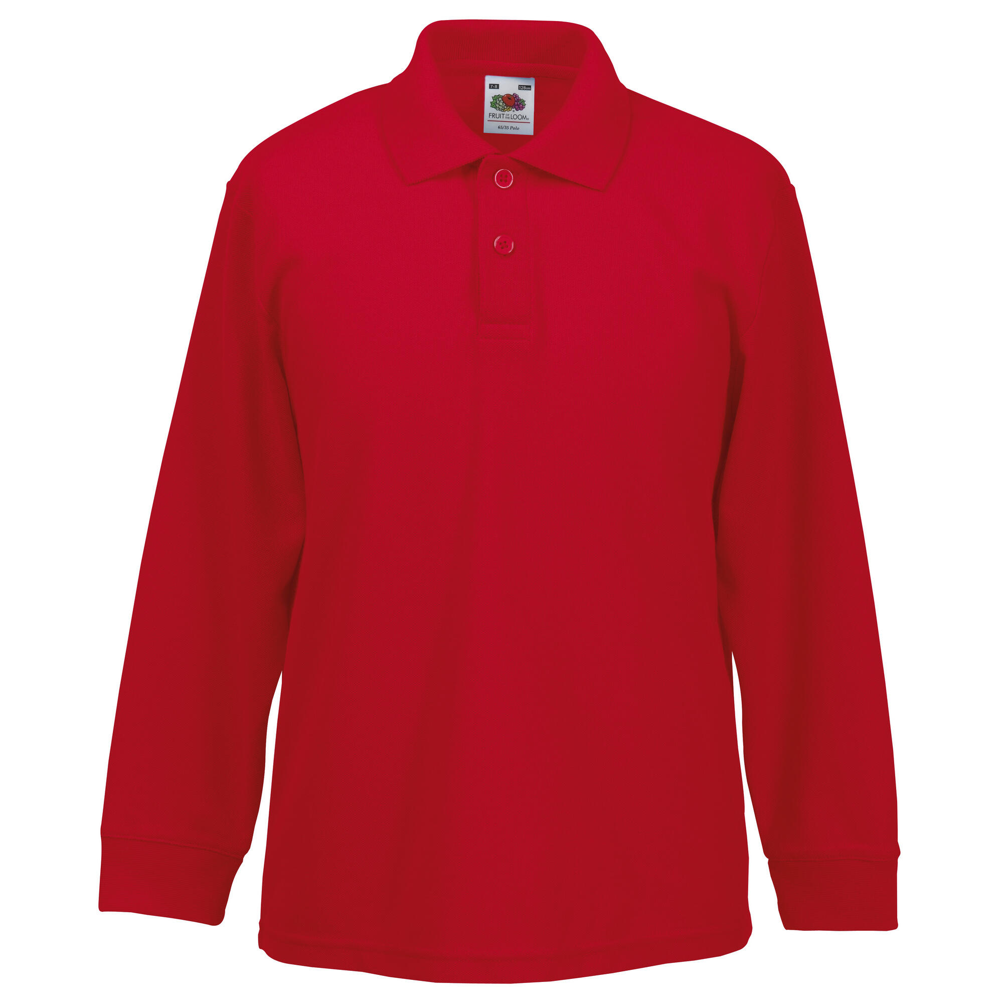 Polo Manica Lunga Bambino Fruit Of The Loom Rosso 3/3