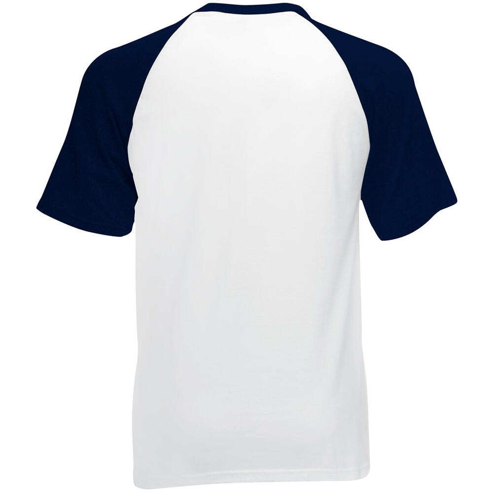 Mens Short Sleeve Baseball TShirt (White/Deep Navy) 3/3