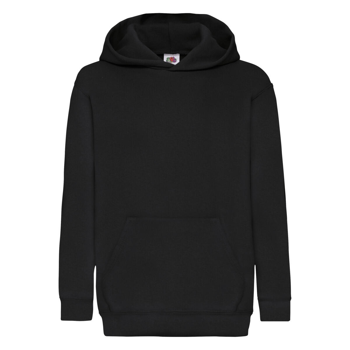 FRUIT OF THE LOOM Childrens/Kids Classic Hooded Sweatshirt (Black)