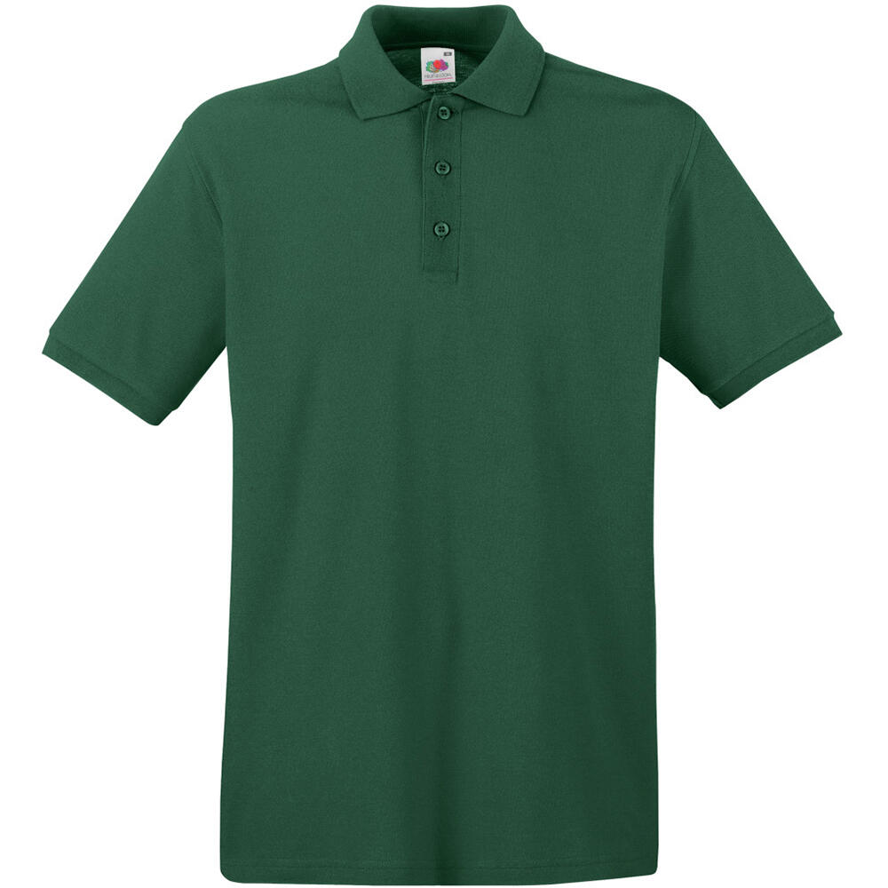 FRUIT OF THE LOOM Premium Mens Short Sleeve Polo Shirt (Bottle Green)