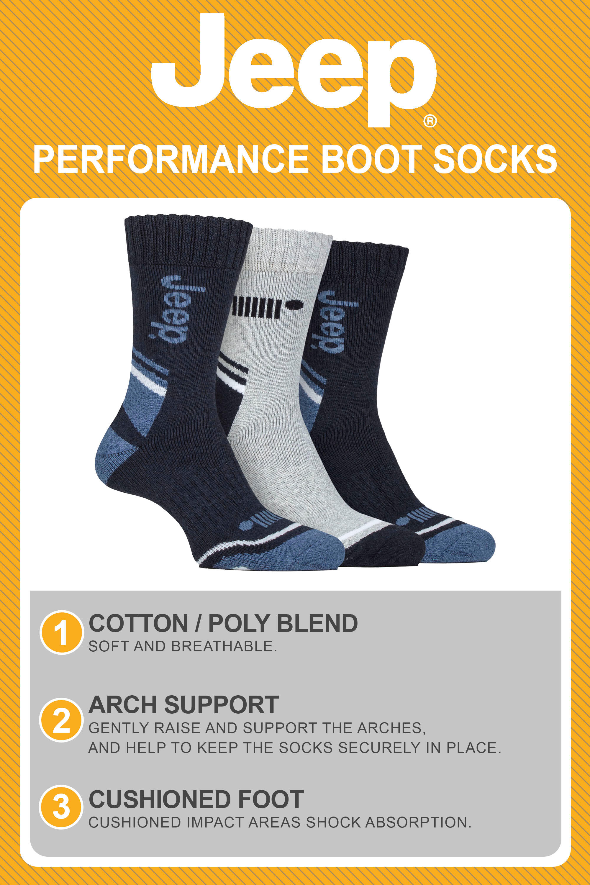 3 Pack Mens Walking Boot Socks | Performance Outdoor Socks for Hiking 4/4