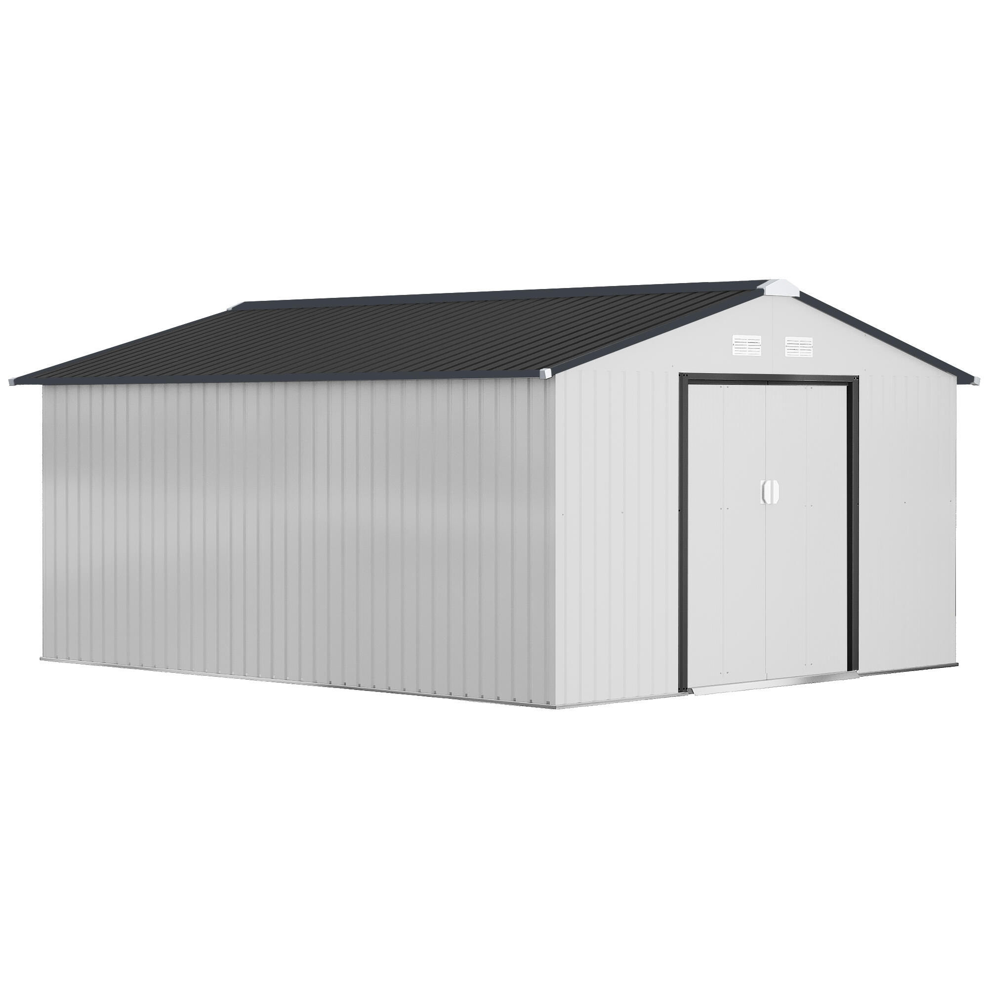 Abrigo de exterior 340x386x200 cm branco e cinza escuro outsunny