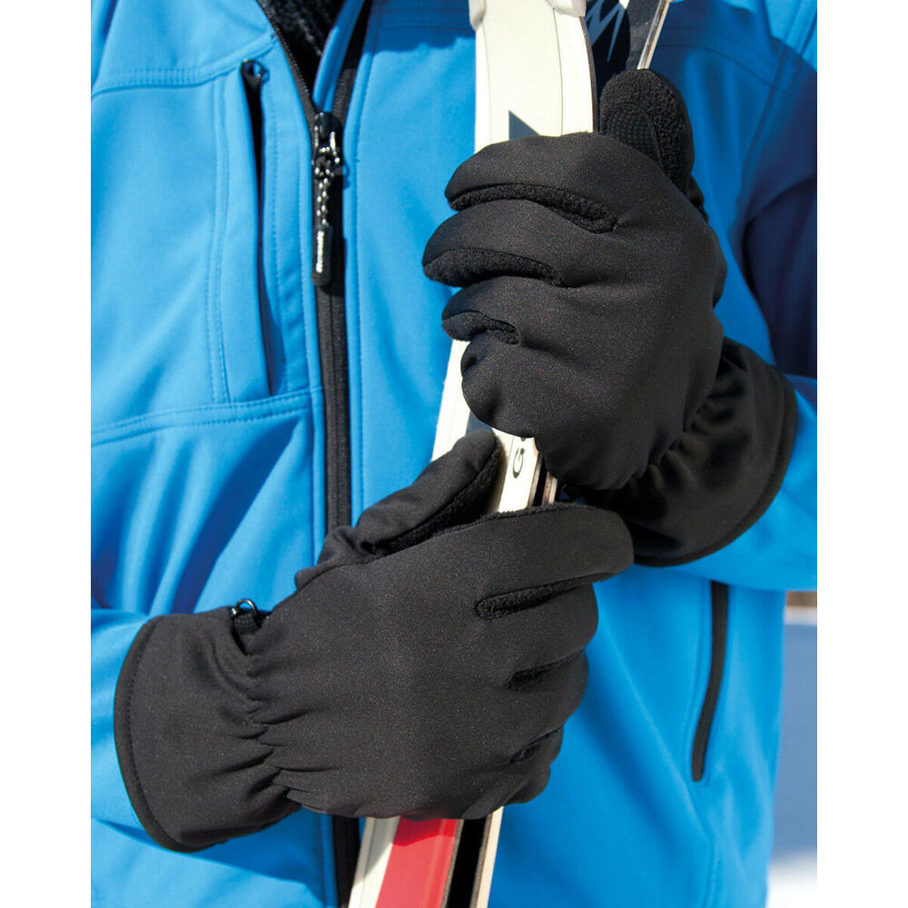 Unisex Winter Essentials Softshell Thermal Gloves (Black) 2/3