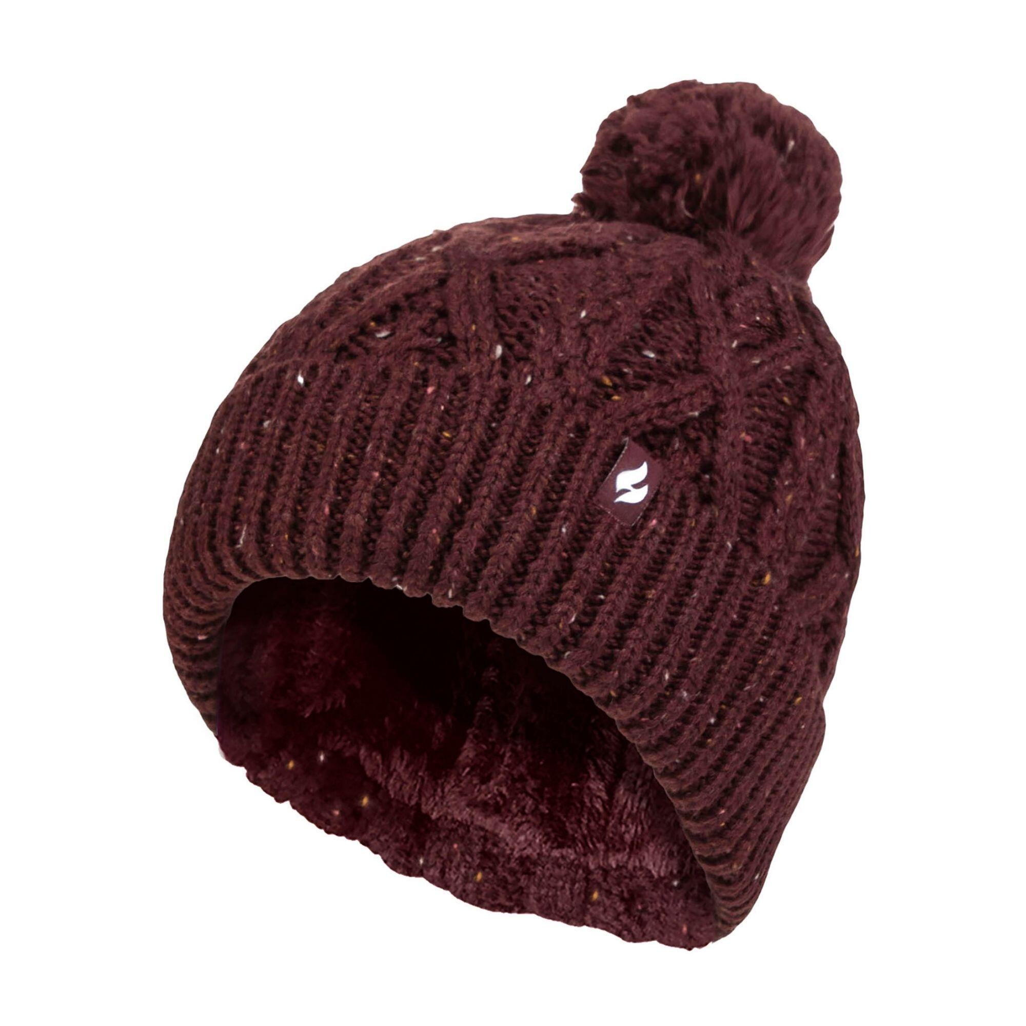 HEAT HOLDERS Cozy Pom Pom Bobble Hat for Women | Cable Knit Beanie with Fleece Lining