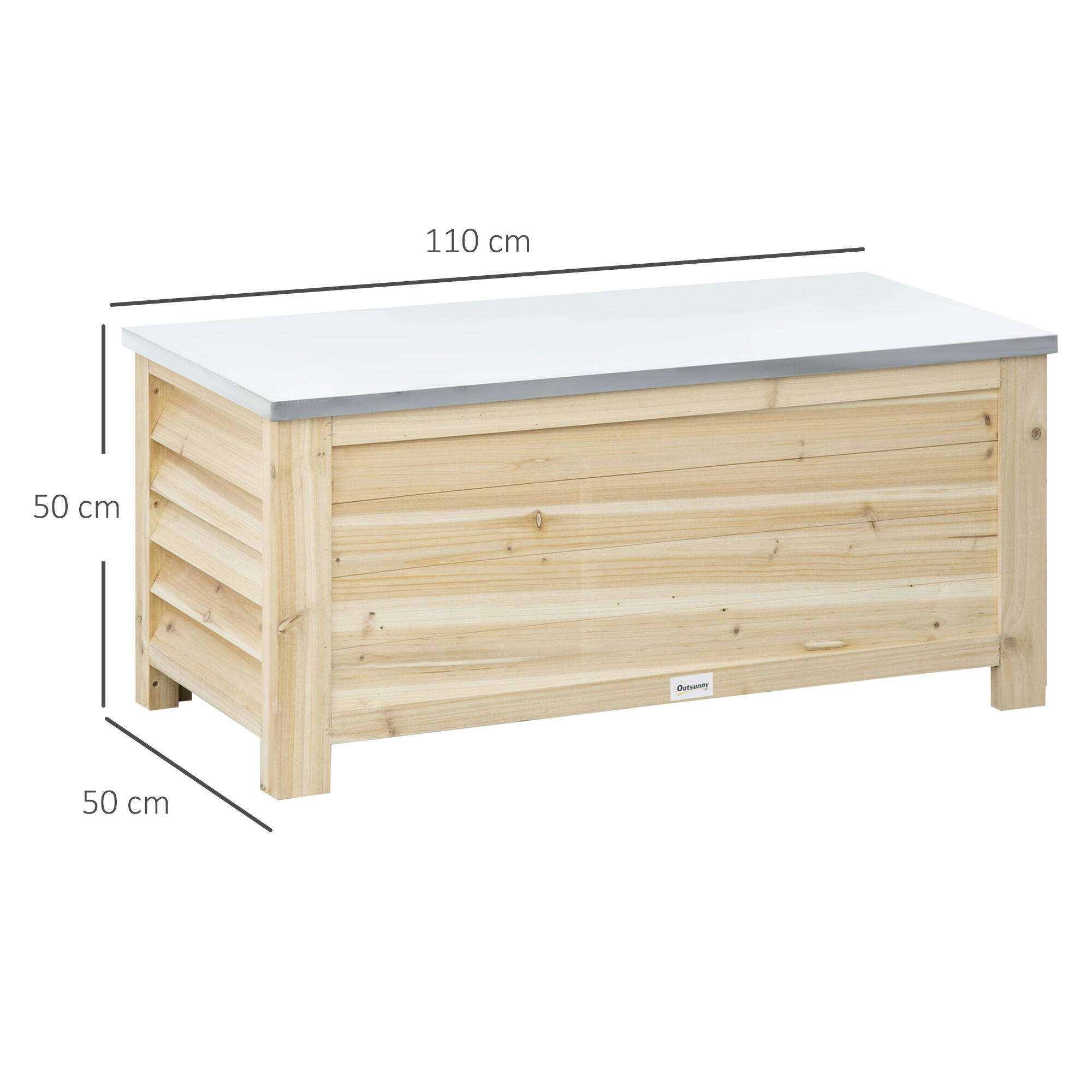 Baúl equitación Outsunny 110x50x50 cm Madera Natural 3/7