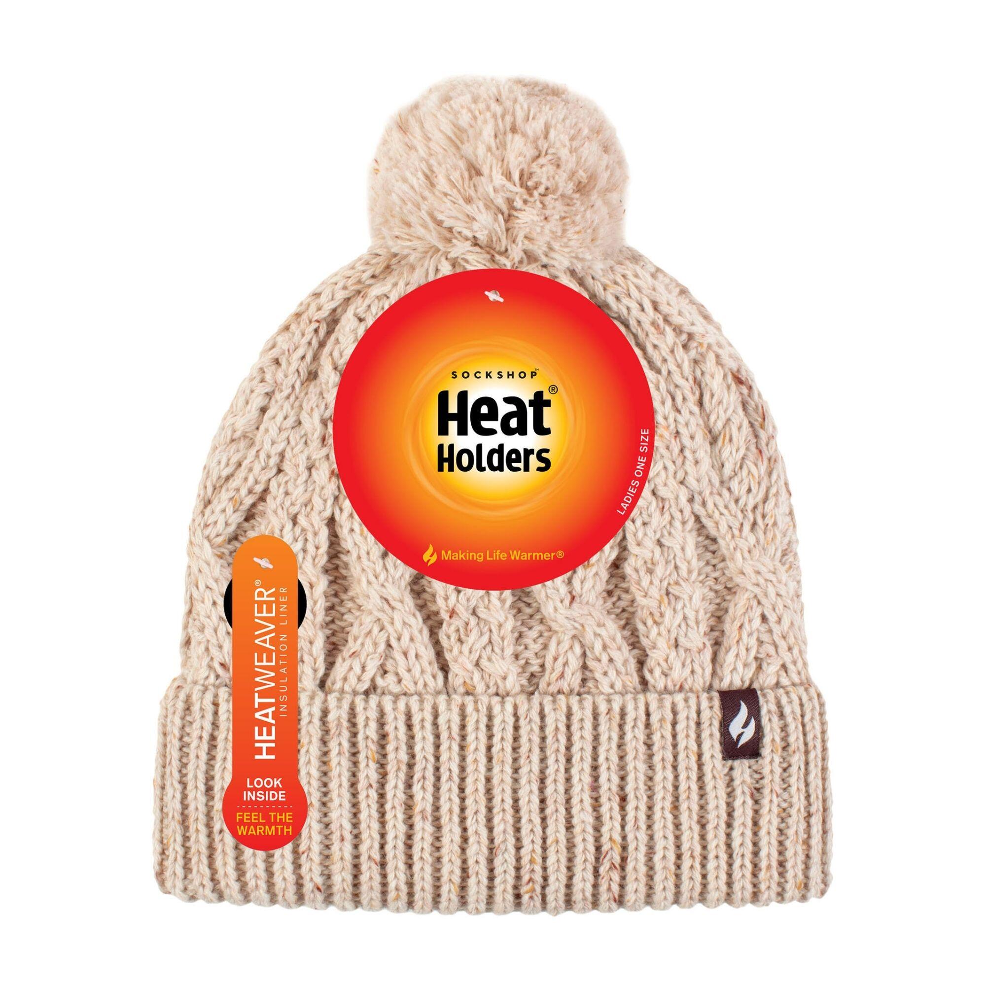 Cosy Pom Pom Bobble Hat for Women | Cable Knit Beanie with Fleece Lining 2/5