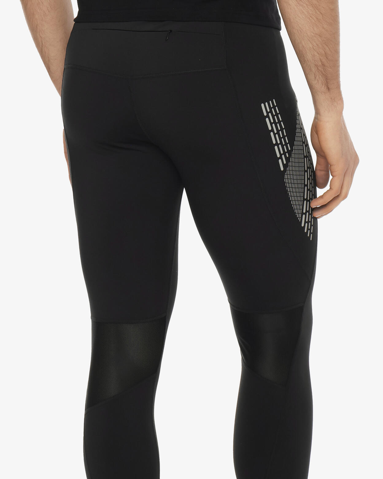 leggings  nero da uomo in mat. sintetico da fitness 3/4