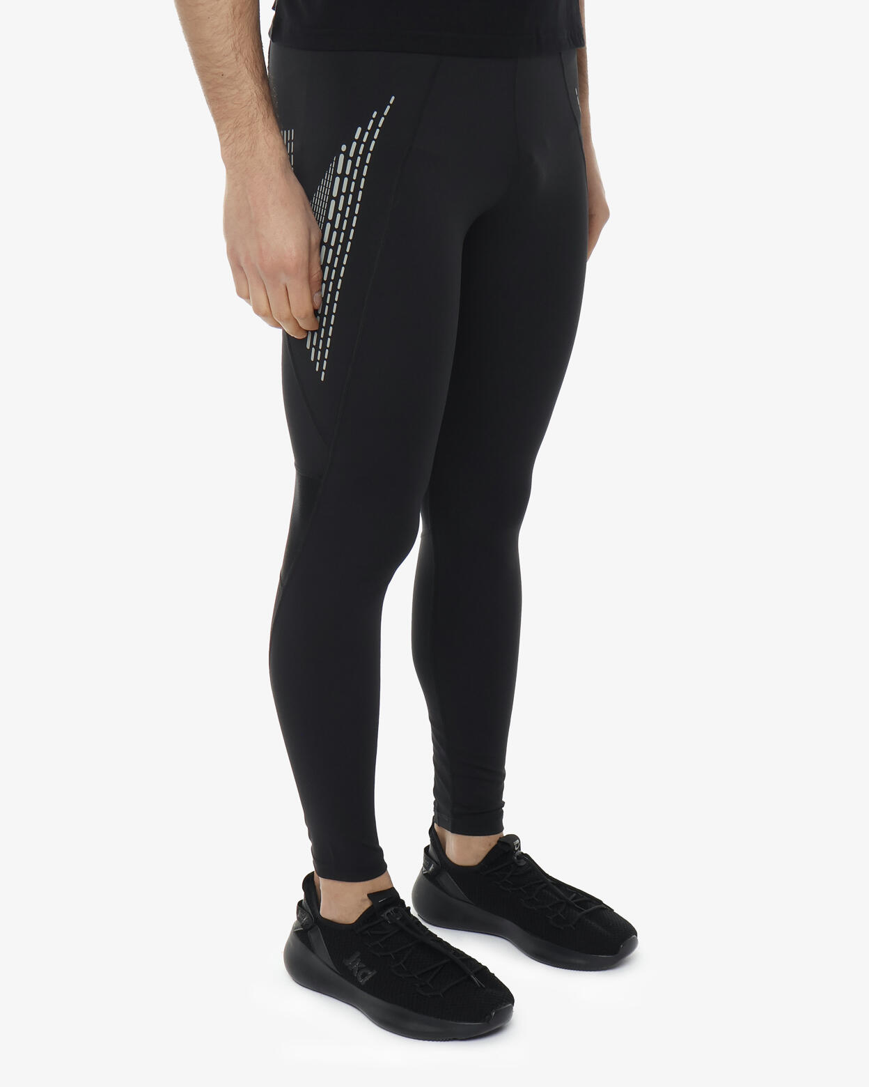 leggings  nero da uomo in mat. sintetico da fitness 1/4
