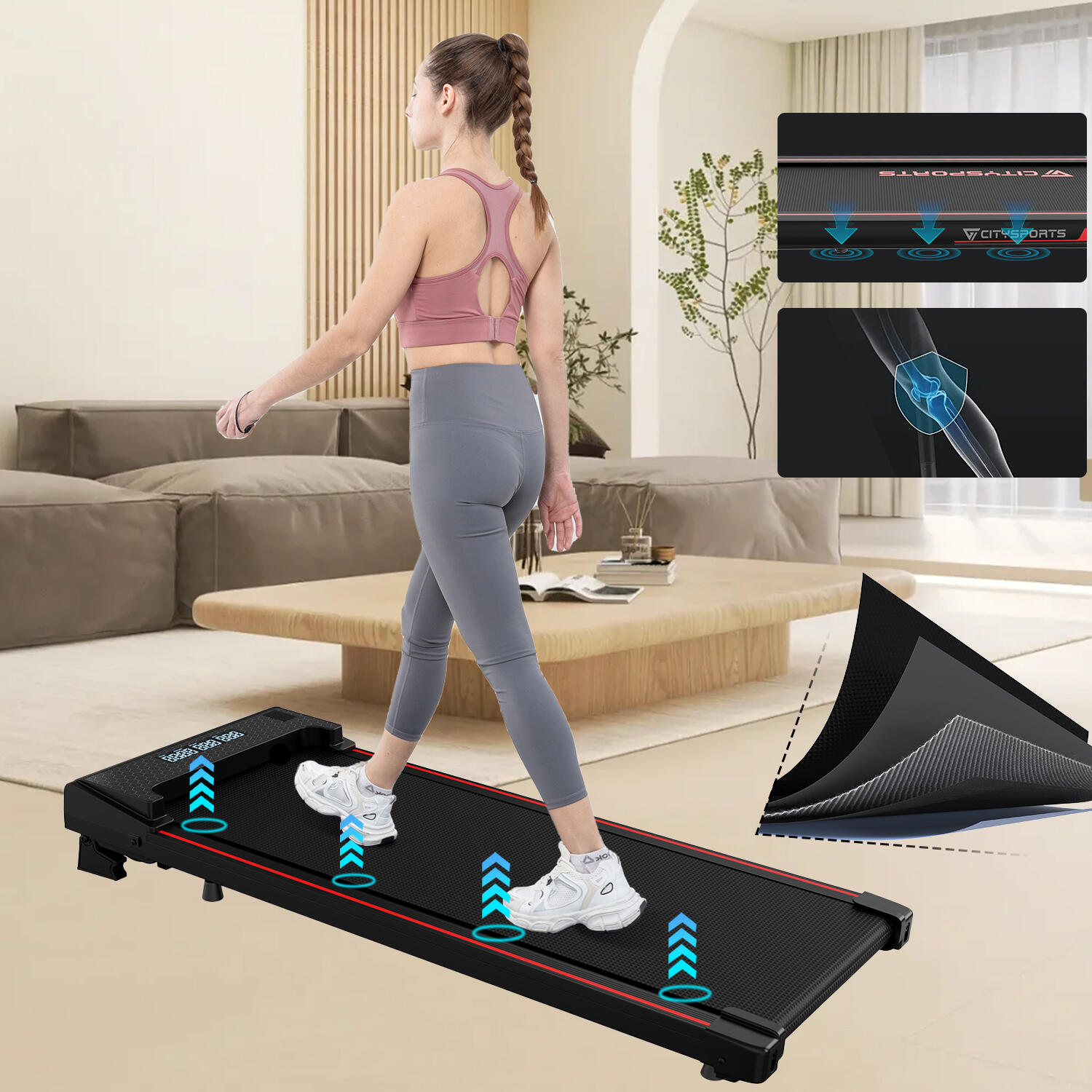CITYSPORTS Walking Pad Incline Under Desk Treadmill