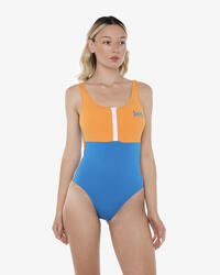 Maillot de bain femme synthétique papaye et noir