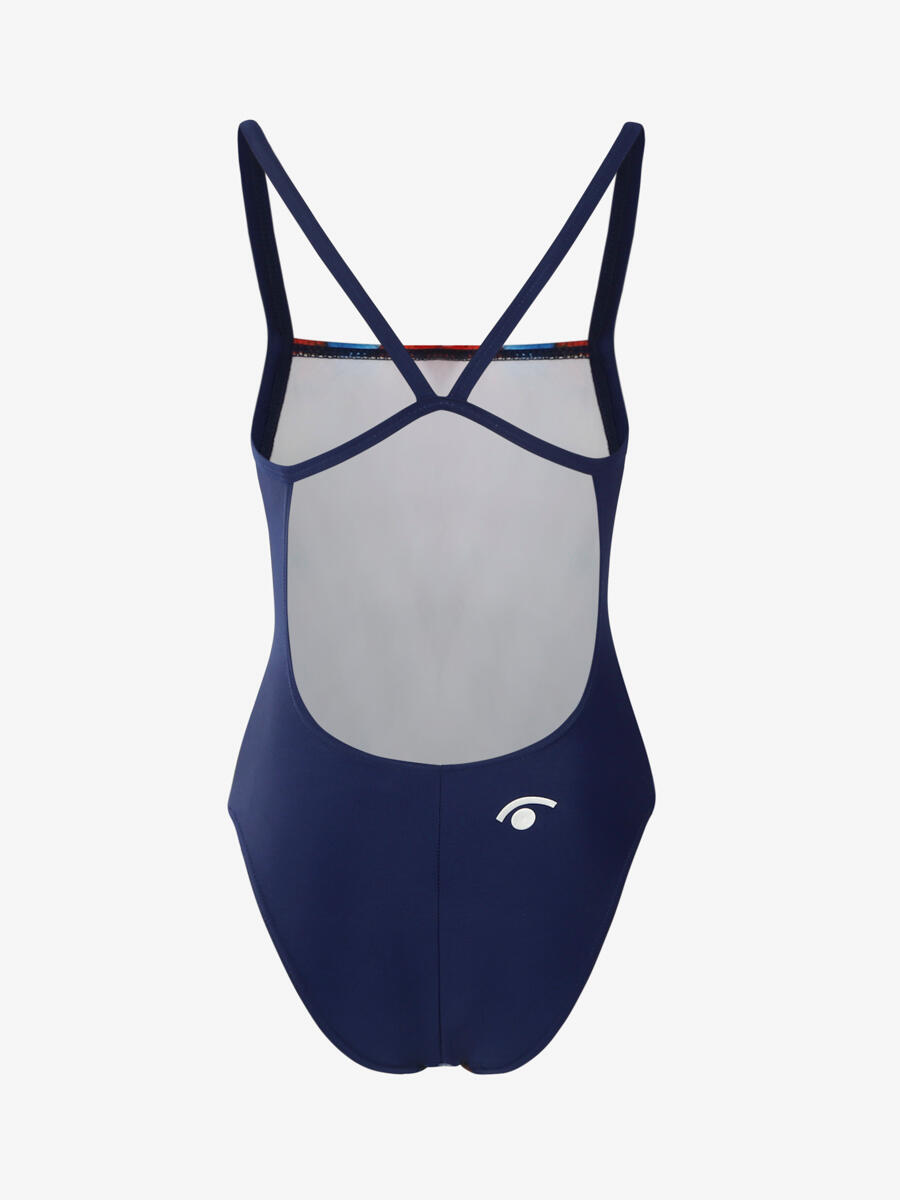Bañador de color azul mate para mujer. natación sintética 2/4