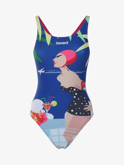 Maillot de bain mat bleu pour femme. natation synthétique