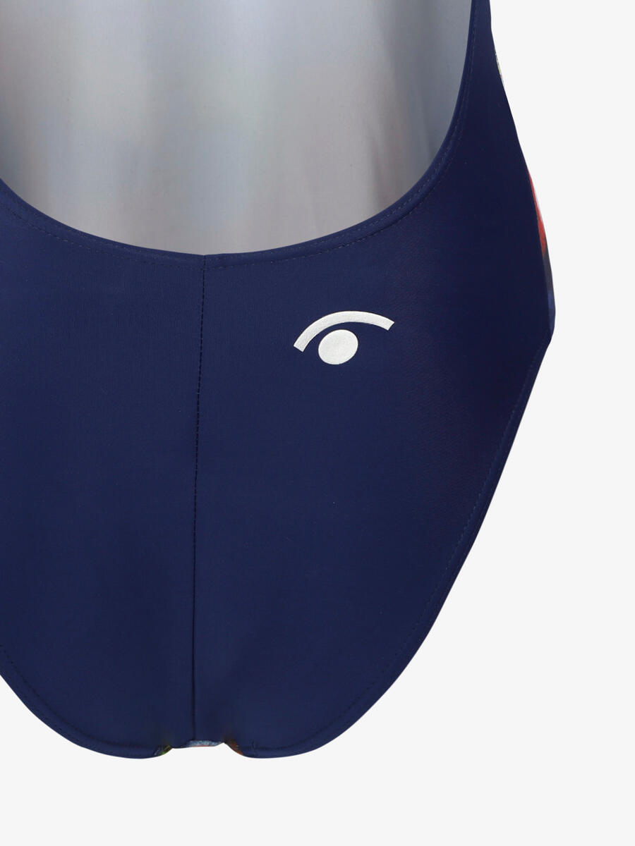 Bañador de color azul mate para mujer. natación sintética 3/4