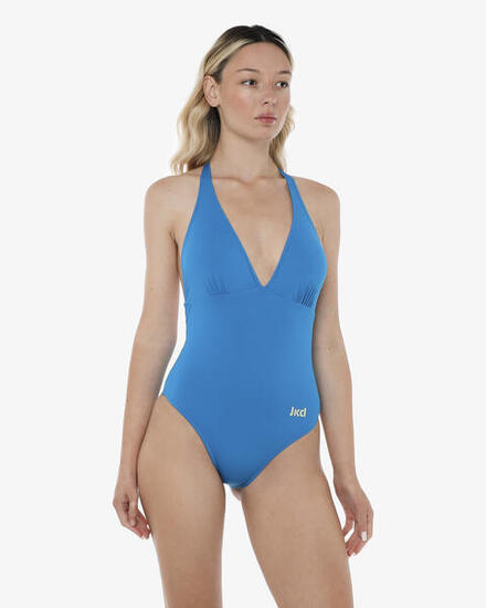 türkisfarbener Damen-Badeanzug aus synthetischem Material zum Schwimmen