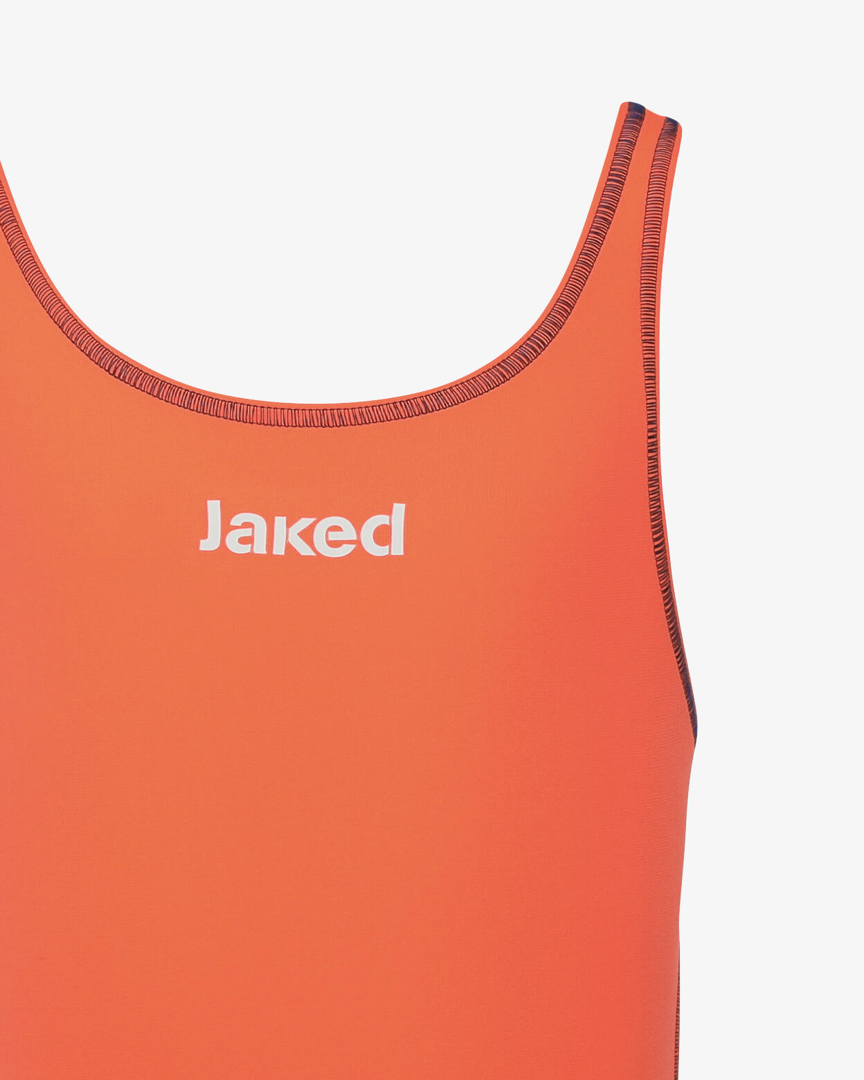 Traje de baño sintético para niñas en color naranja fluorescente y azul. 2/4