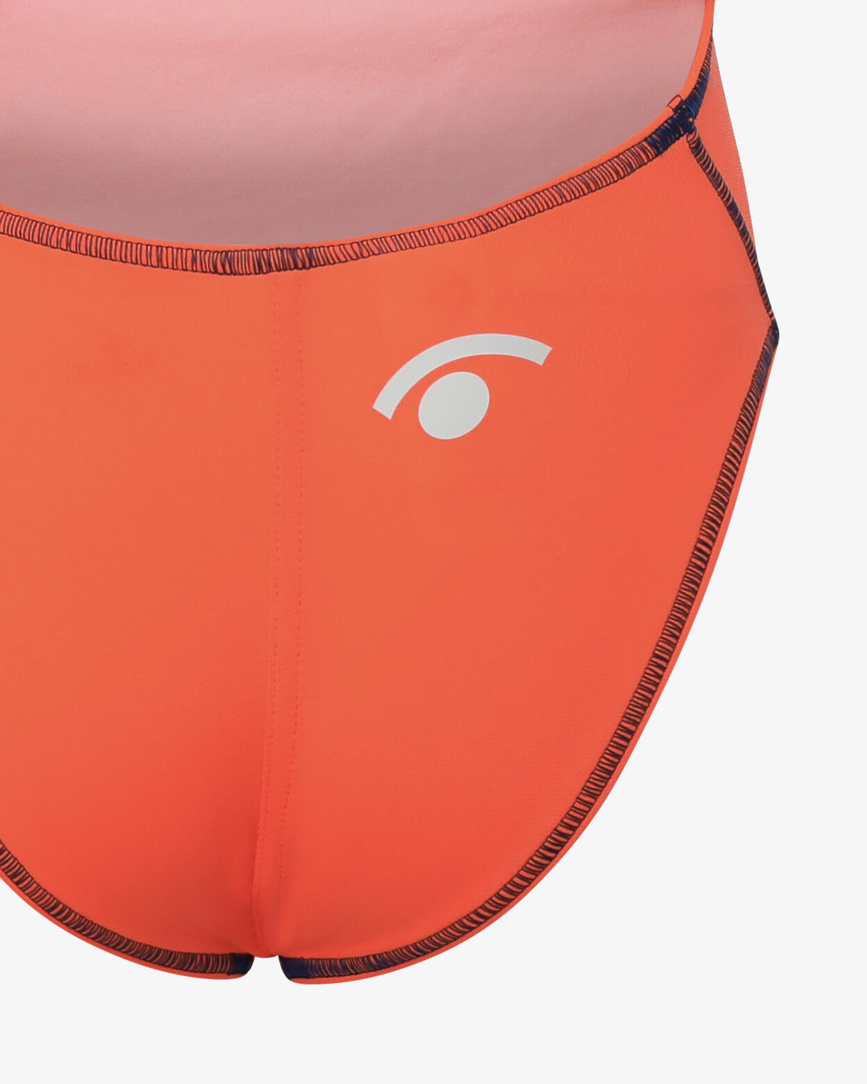 Traje de baño sintético para niñas en color naranja fluorescente y azul. 4/4
