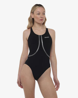 costume da piscina nero da donna in mat. sintetico da nuoto