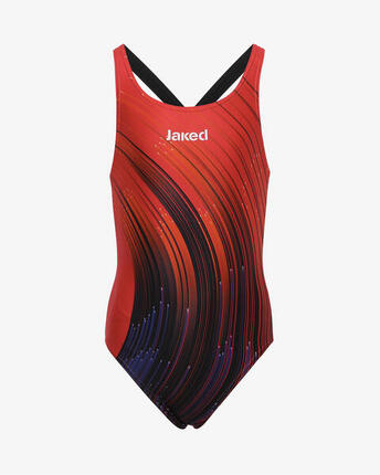 maillot de bain corail pour fille en matière synthétique pour la natation