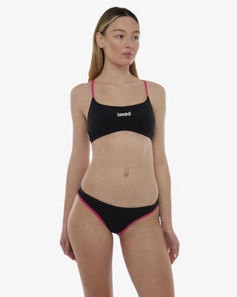 Maillot de bain synthétique noir et fuchsia pour femme