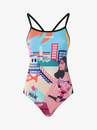 Maillot de bain mat rose pour femme. natation synthétique