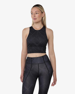Dames tanktop van synthetisch materiaal in saliegroen voor fitness