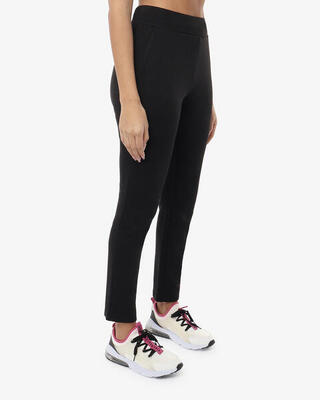 Damen-Fitnesshose aus Synthetik in Melange-Grau