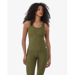 Débardeur de fitness synthétique kaki pour femme