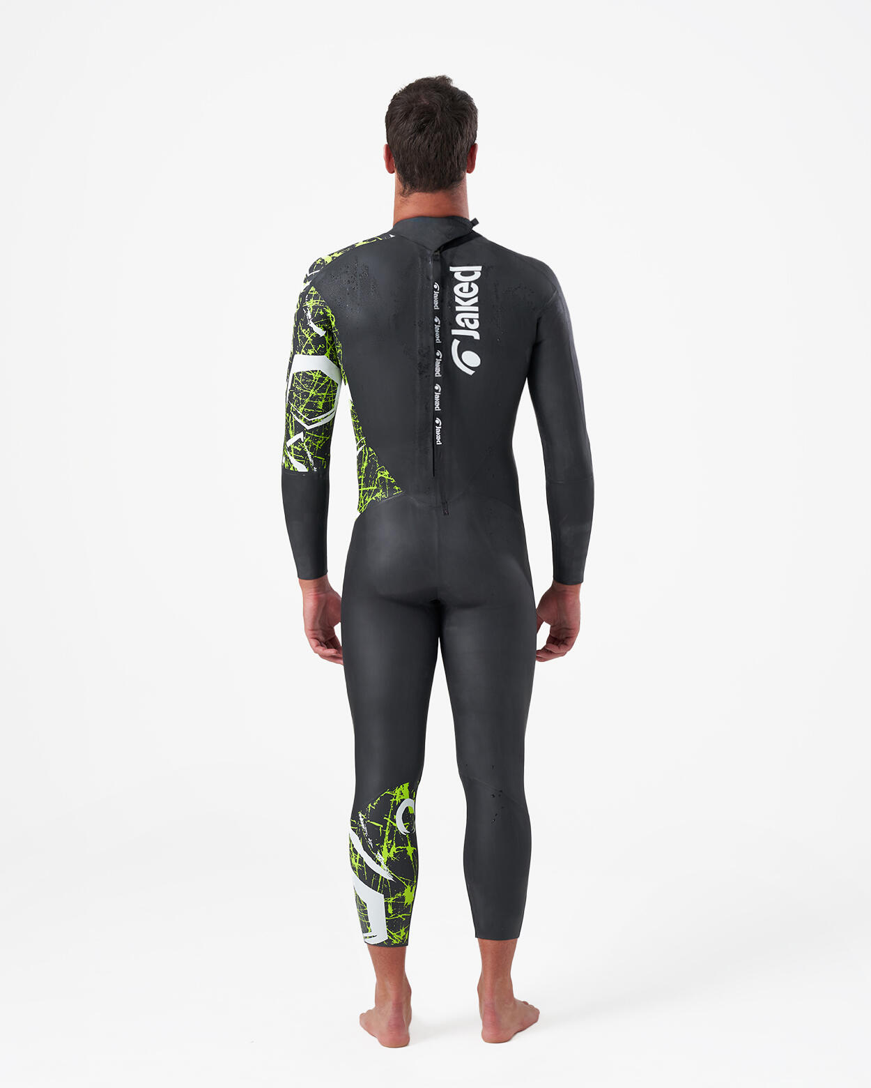 Groen en wit synthetisch wetsuit voor heren, geschikt voor zwemmen en triatlon 2/4