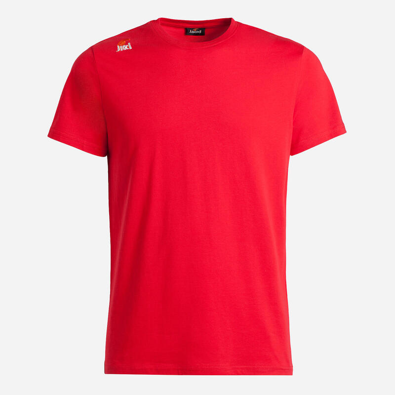 t-shirt rouge pour homme et femme en matière synthétique fitness