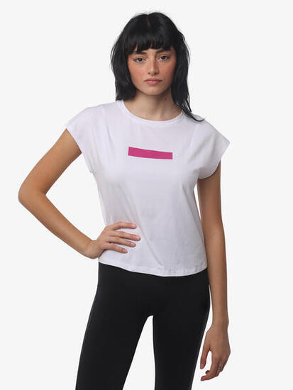 weißes Fitness-T-Shirt aus Baumwolle für Damen
