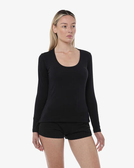 schwarzes Fitness-T-Shirt aus Baumwolle für Damen