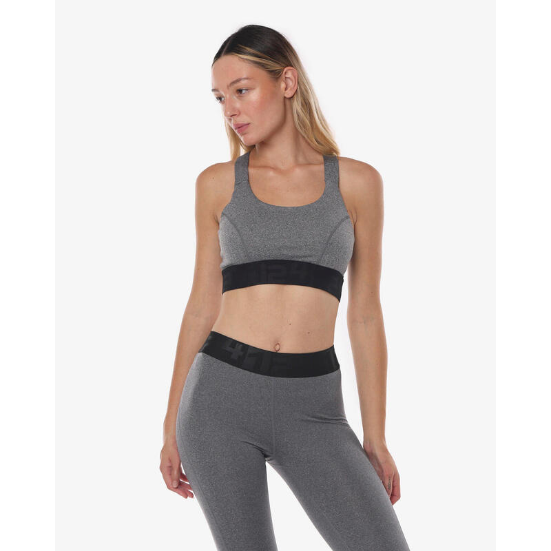 Débardeur de fitness synthétique gris chiné pour femme