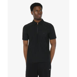 Polo noir homme en matière synthétique pour le fitness