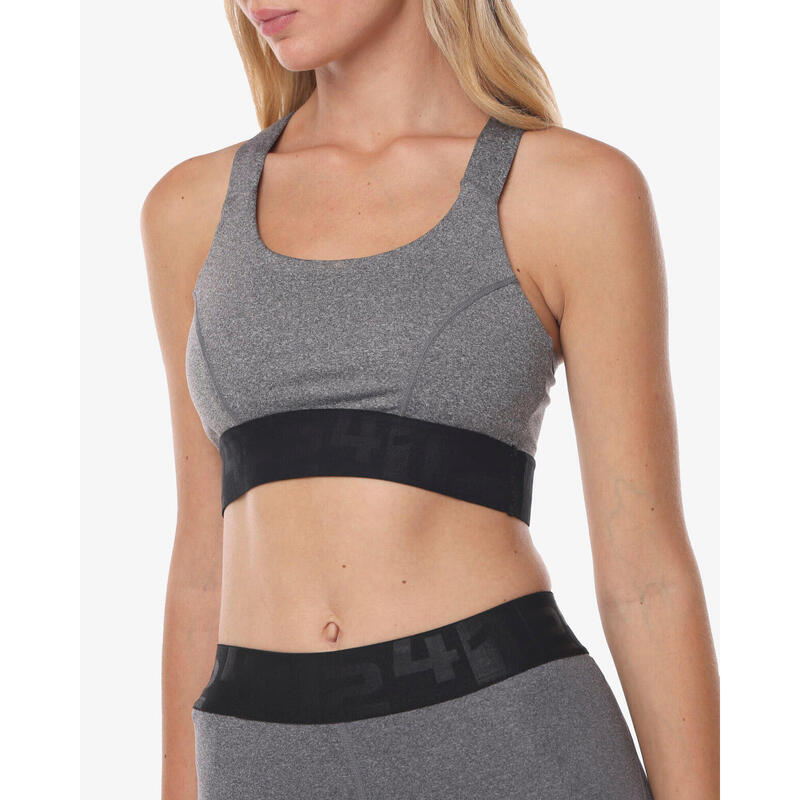 Débardeur de fitness synthétique gris chiné pour femme