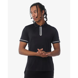 Polo noir homme en matière synthétique pour le fitness
