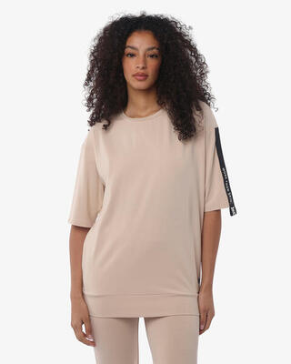 Schwarzes Fitness-T-Shirt aus Synthetik für Damen