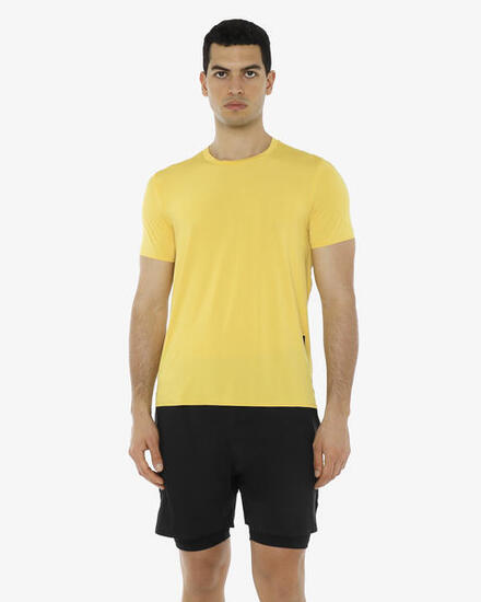 Camiseta deportiva sintética amarilla para hombre