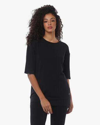 T-shirt de fitness synthétique noir pour femme