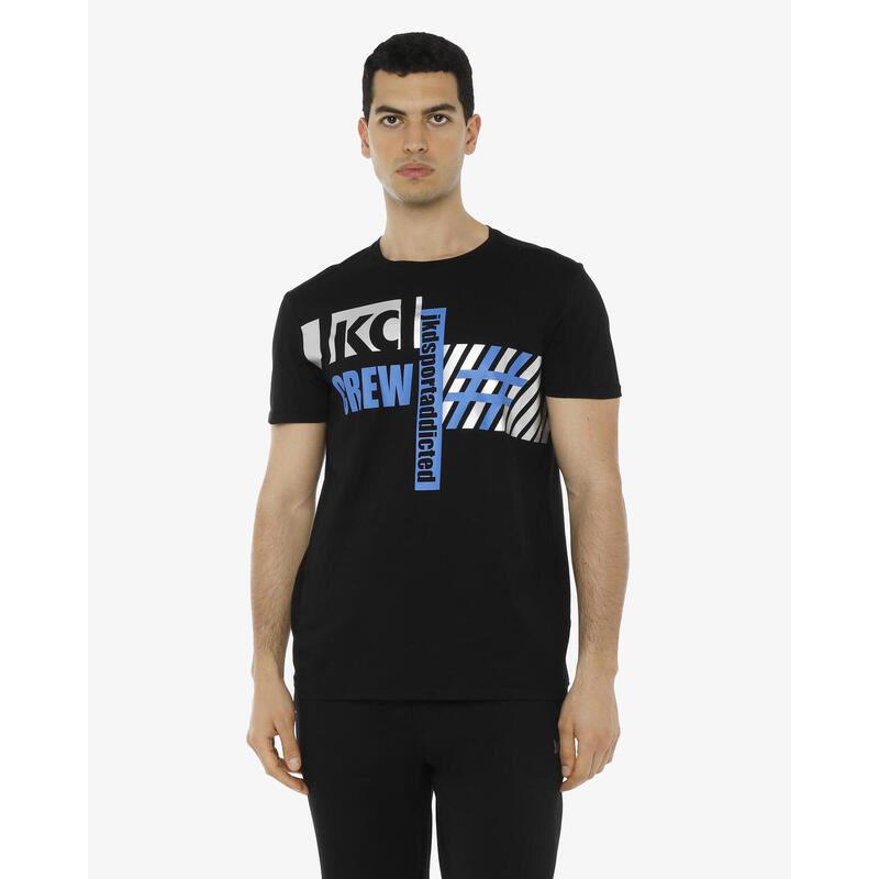 T-shirt de fitness en coton noir pour homme