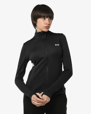 schwarzes Damen-Sweatshirt aus synthetischem Material für Fitness