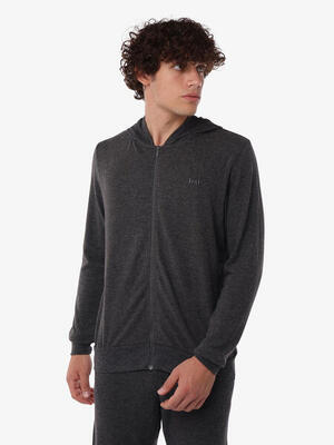 graues Fitness-Sweatshirt aus Baumwolle für Herren