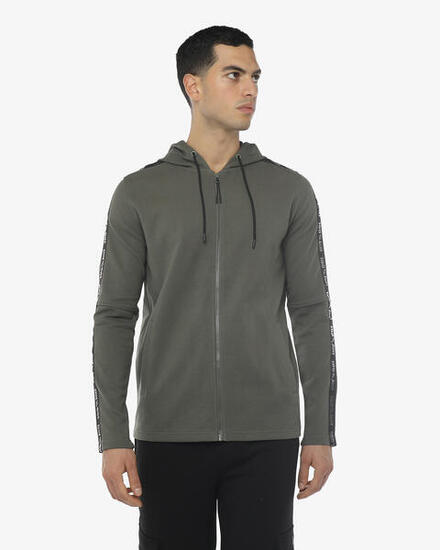 Olivgrünes Herren-Sweatshirt aus synthetischem Material für Fitness