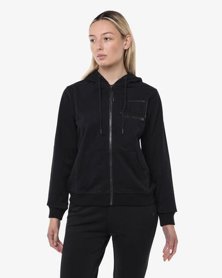 schwarzes Fitness-Sweatshirt aus Baumwolle für Damen