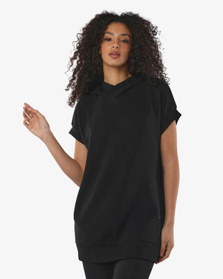 schwarzes Damen-Sweatshirt aus synthetischem Material für Fitness