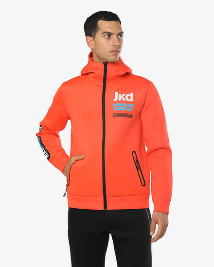 orangefarbenes Herren-Sweatshirt aus synthetischem Material für Fitness