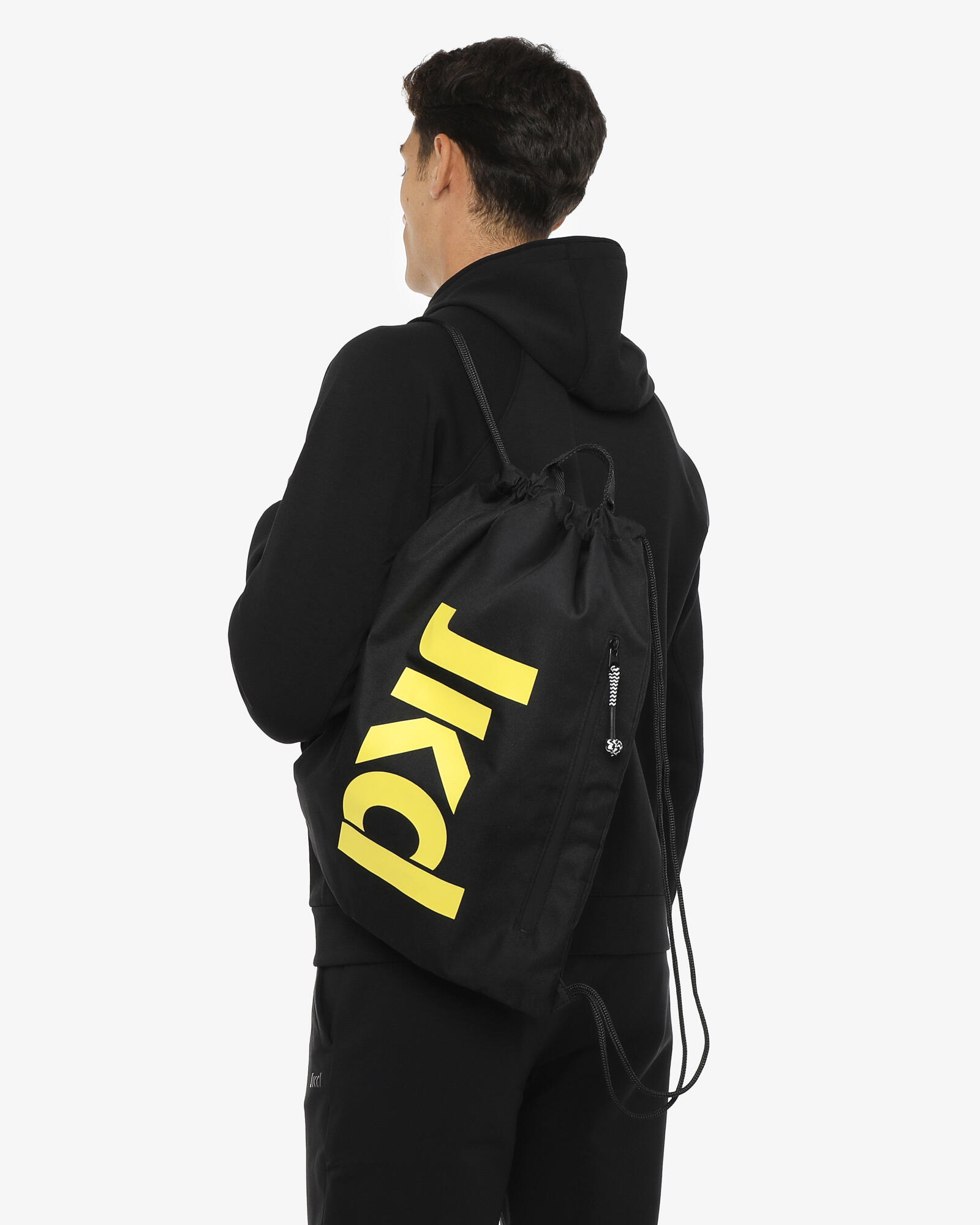 Sac de fitness synthétique noir et citron vert pour hommes et femmes 3/3