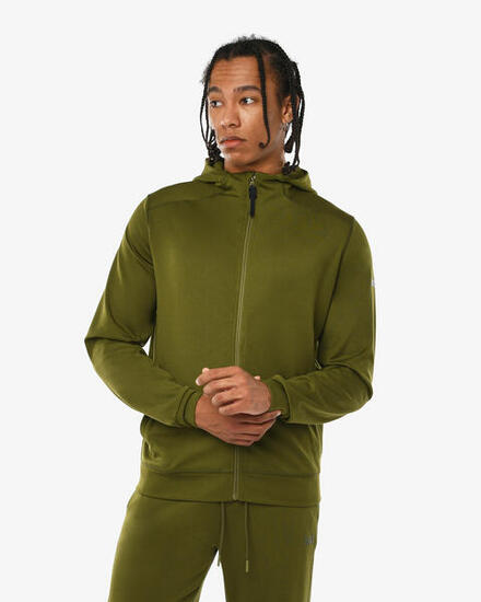 Sweat-shirt kaki pour homme en matière synthétique pour le fitness