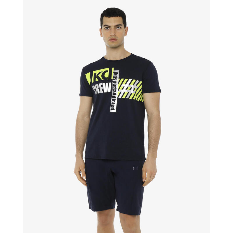 T-shirt de fitness en coton bleu marine pour homme
