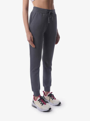 dunkelgraue Synthetik-Fitnesshose für Damen